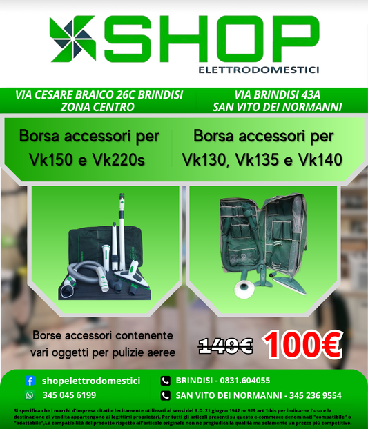 SHOP Elettrodomestici - Borse accessori per VECCHI e NUOVI modelli Folletto