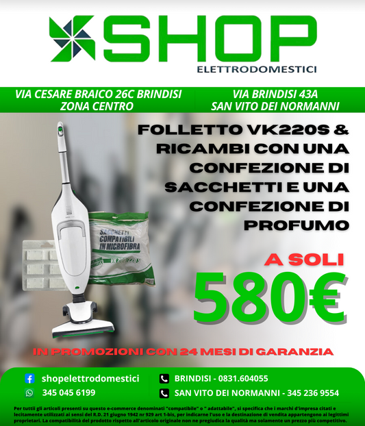 SHOP Elettrodomestici - Folletto Vk220s con Ricambi
